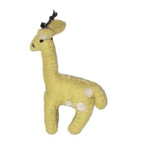 Vintage Handmade Yellow Giraffe Felted Wool Plush Stuffed Animal Toy 4"